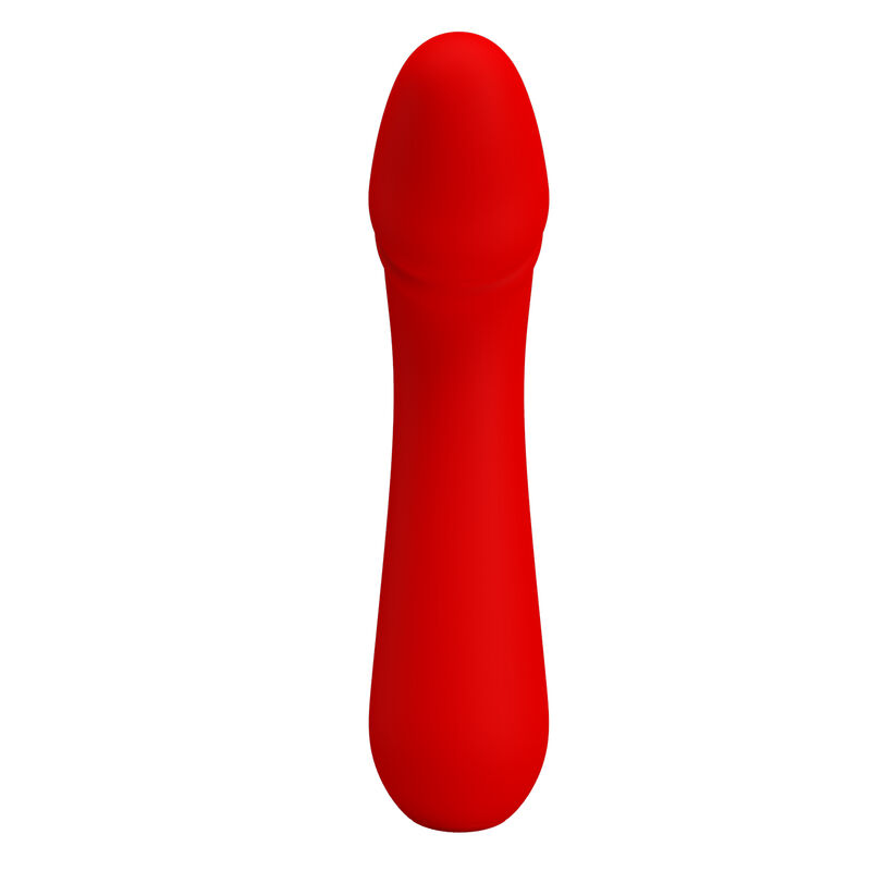 Vibrador rojo Pretty Love Cetus en vista frontal, con punta redondeada.