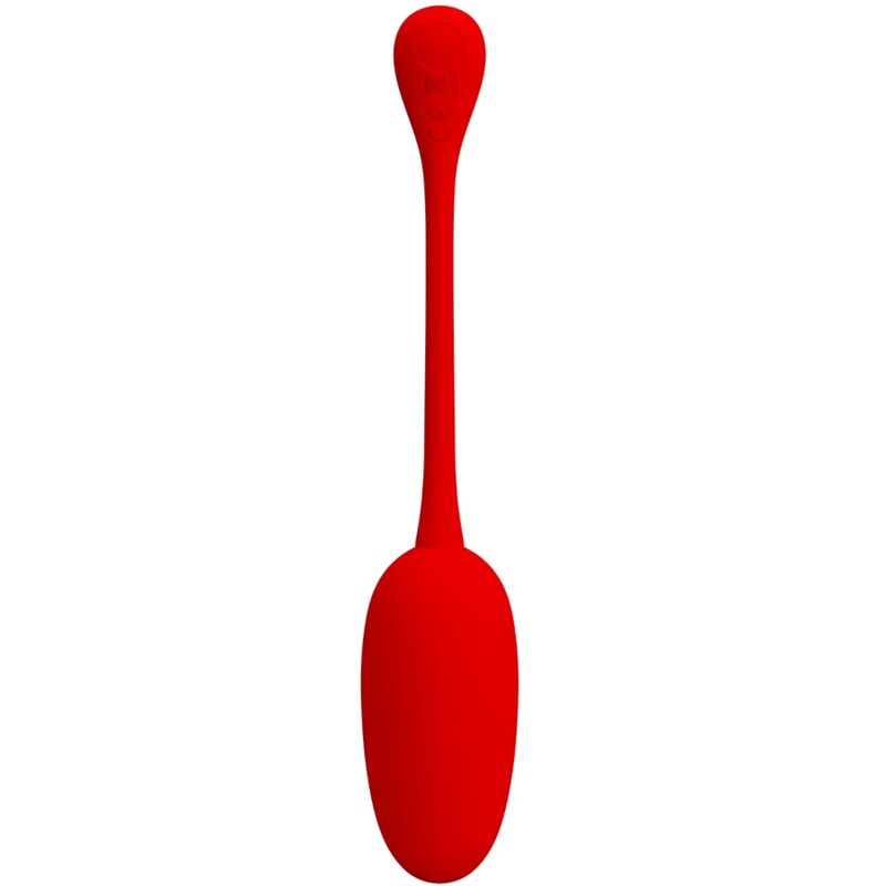 Pretty Love Knucker: huevo vibrador rojo con mango alargado, vista frontal.
