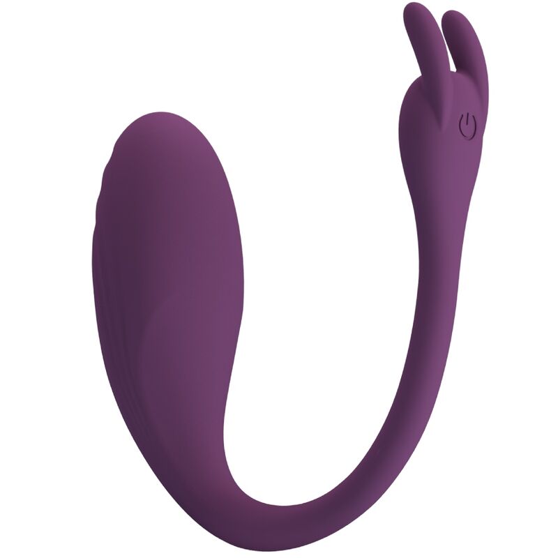 Pretty Love Catalina en morado, huevo vibrador con doble punta y cuerpo curvado.