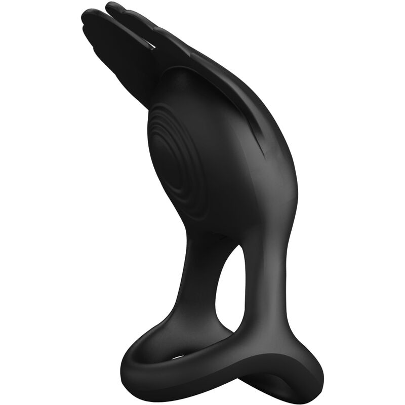 Pretty Love Silas, anillo vibrador negro en vista lateral.