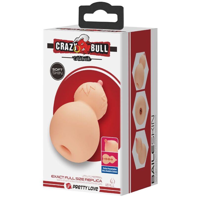 Caja del producto Crazy Bull Calabash con ilustración del masturbador con forma de pecho