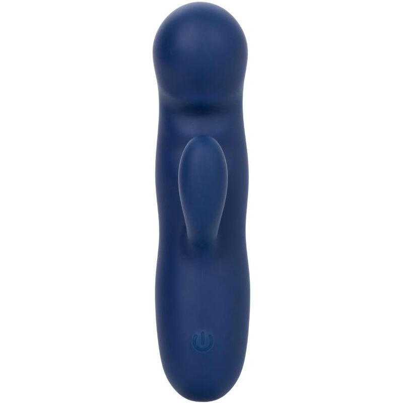 CalExotics Cashmere Silk Duo masajeador doble azul, vista frontal.
