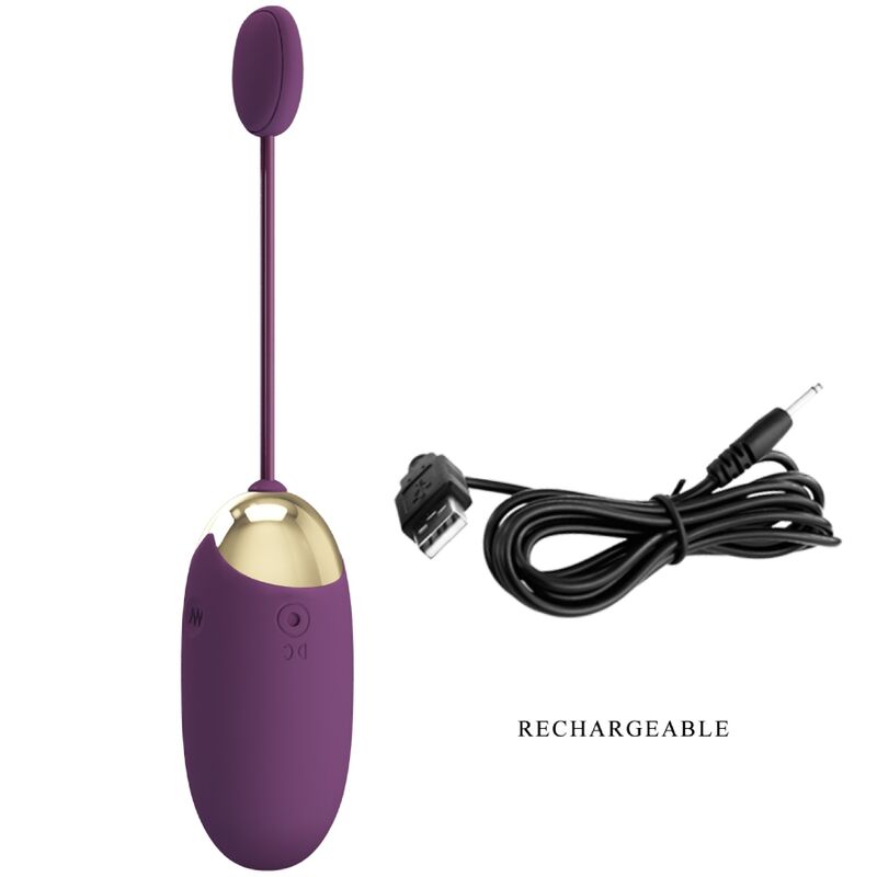 Pretty Love Abner APP huevo vibrador lila con cable de carga USB.