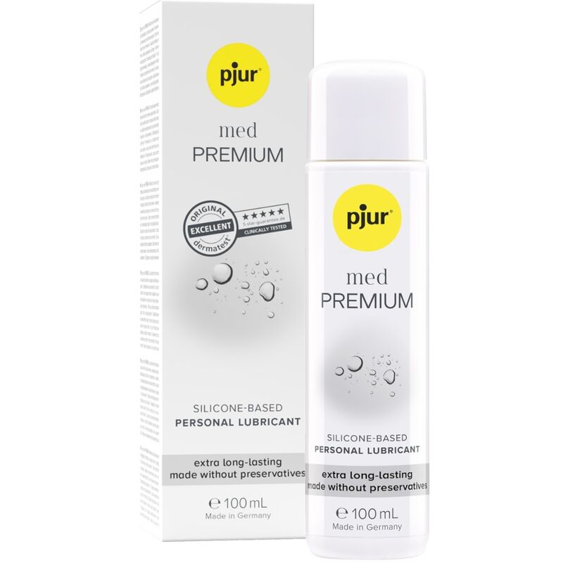 PJUR med Premium lubricante de silicona con caja y botella de 100 ml.