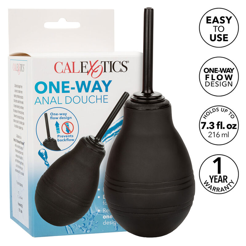 CALEXOTICS One-Way ducha anal negra con caja del producto