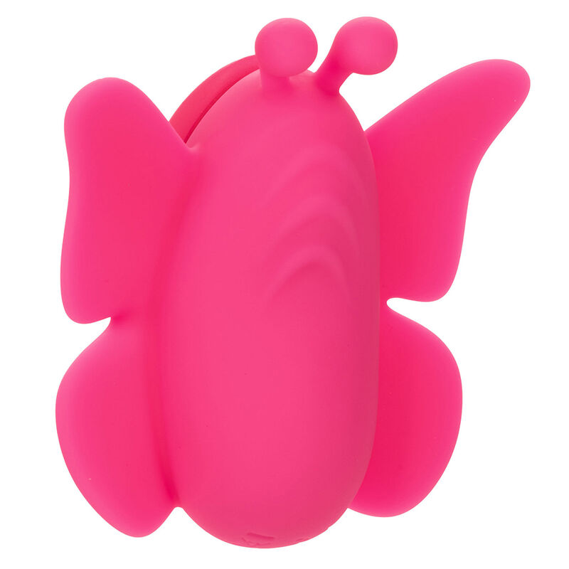 CalExotics Neon Vibes The Flutter Vibe en rosa, vista frontal con diseño de mariposa.