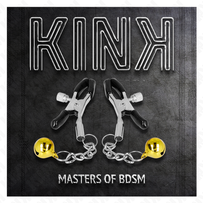 Caja del producto Kink Nipple Grip con pinzas para pezones y campanas doradas