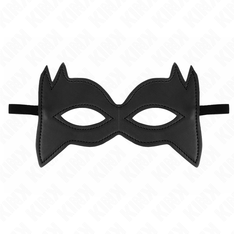 KINK Masked Allure Máscara de gato negra con aberturas para los ojos y tiras laterales.
