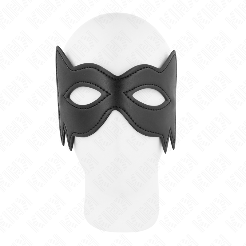 KINK Masked Allure Máscara de gato negra, vista frontal con aberturas para los ojos y puntas de oreja.
