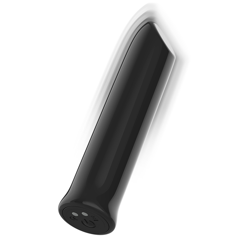Vibrador bala Intense Fun Toys Todrick negro en vista inclinada.