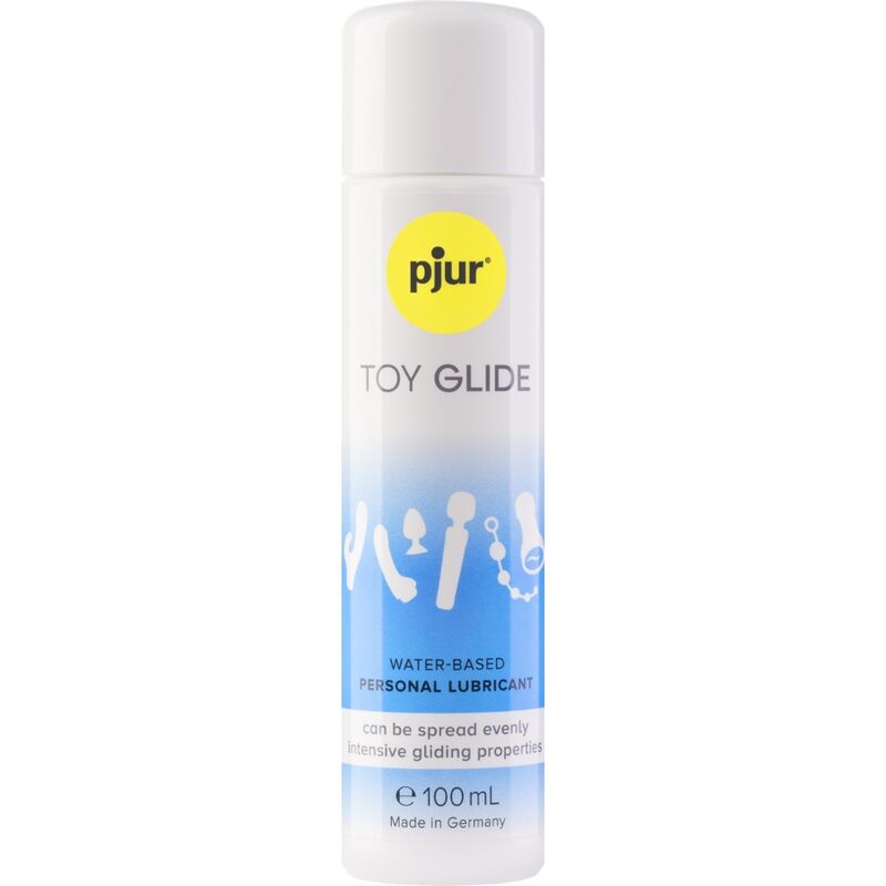 PJUR Toy Glide en botella blanca, vista frontal.