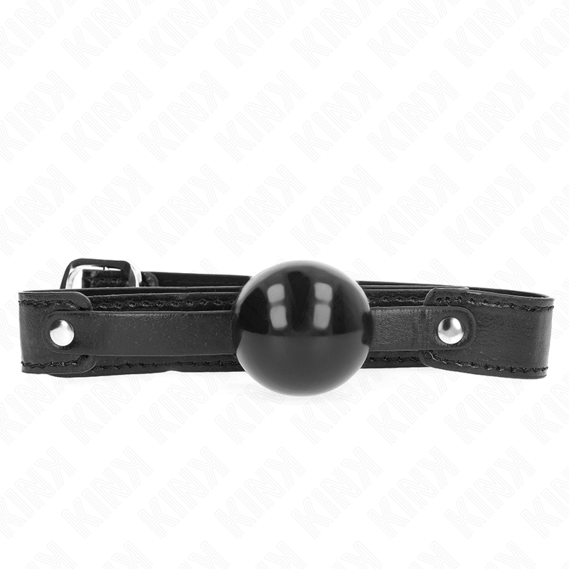 KINK bozal de bola negro, vista frontal con correa ajustable.