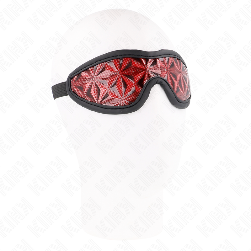 Venda Kink Masked Allure roja con patrón geométrico y contorno negro, vista frontal.