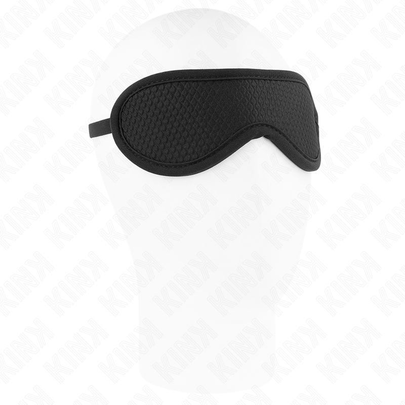 Antifaz KINK Masked Allure negro con textura escamada y borde cubierto.