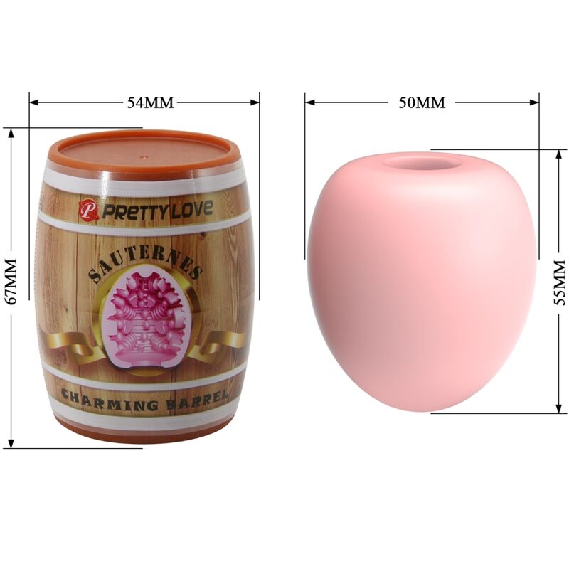 Guía de medidas del masturbador tipo huevo rosa Pretty Love BM-00900T91.