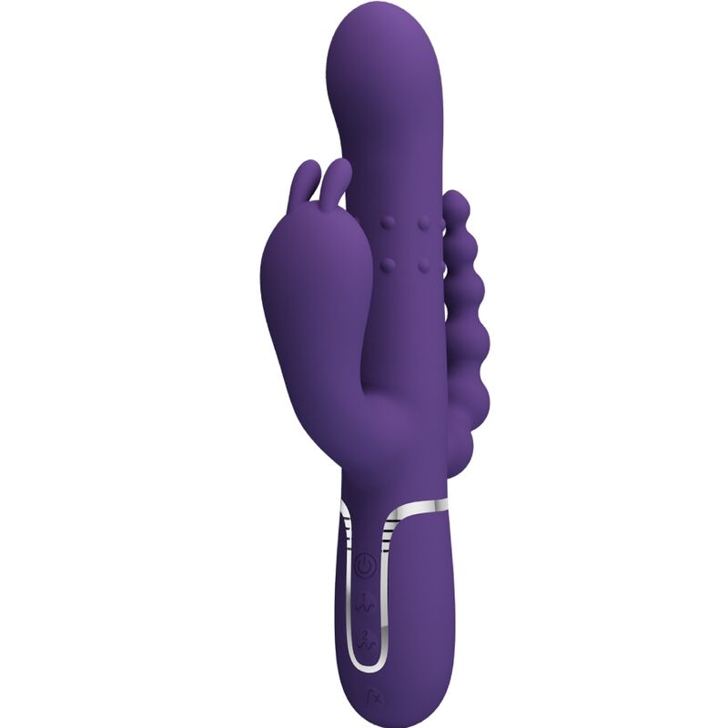 Vibrador rabbit Pretty Love Cammy morado, vista frontal con botones visibles