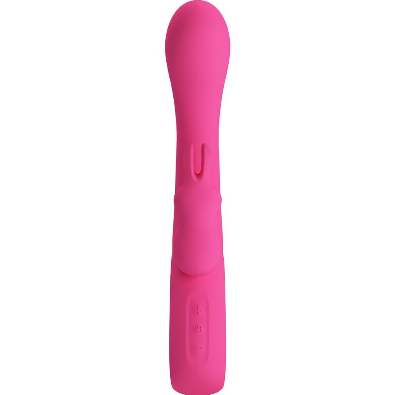 Vibrador rabbit Pretty Love Novak rosa, vista frontal con botones de control visibles.