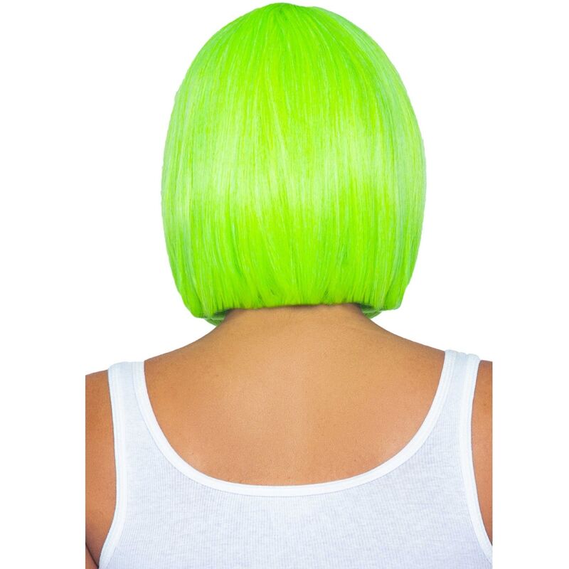 Peluca bob corta verde neón de Leg Avenue, vista trasera.