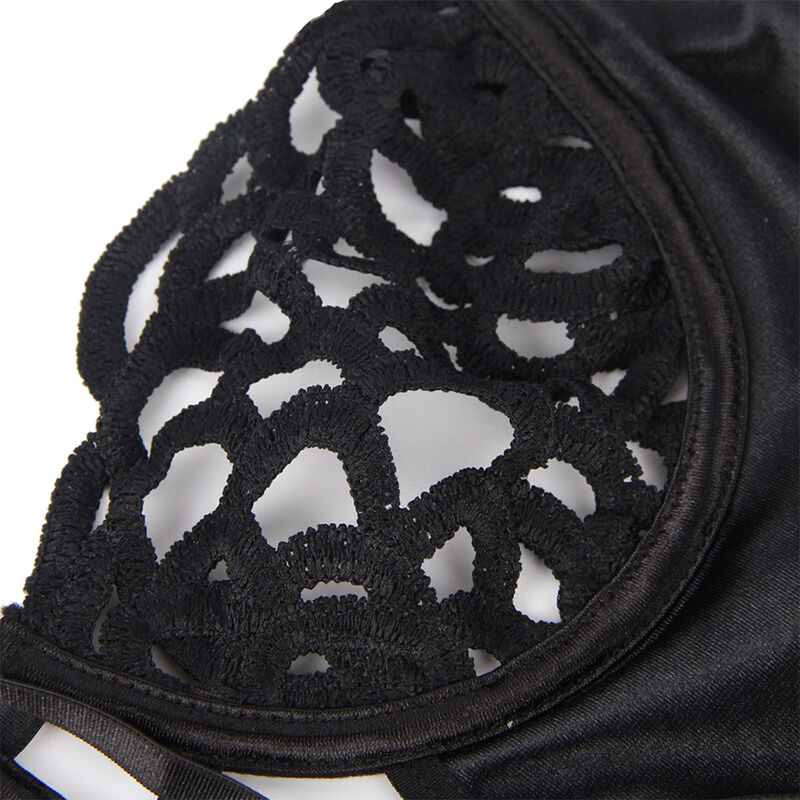 Detalle del body Subblime 954055 en encaje negro con motivo calado.