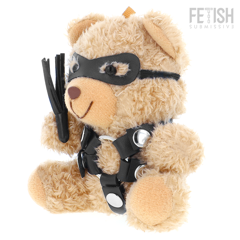 Osito de peluche BDSM de Fetish Submissive Rebel Toys con máscara y arnés negros.