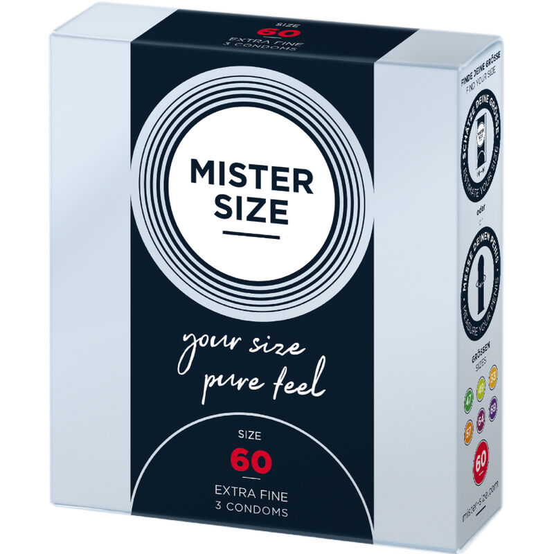 Caja del producto Mister Size XL con tamaño 60 y pack de 3.