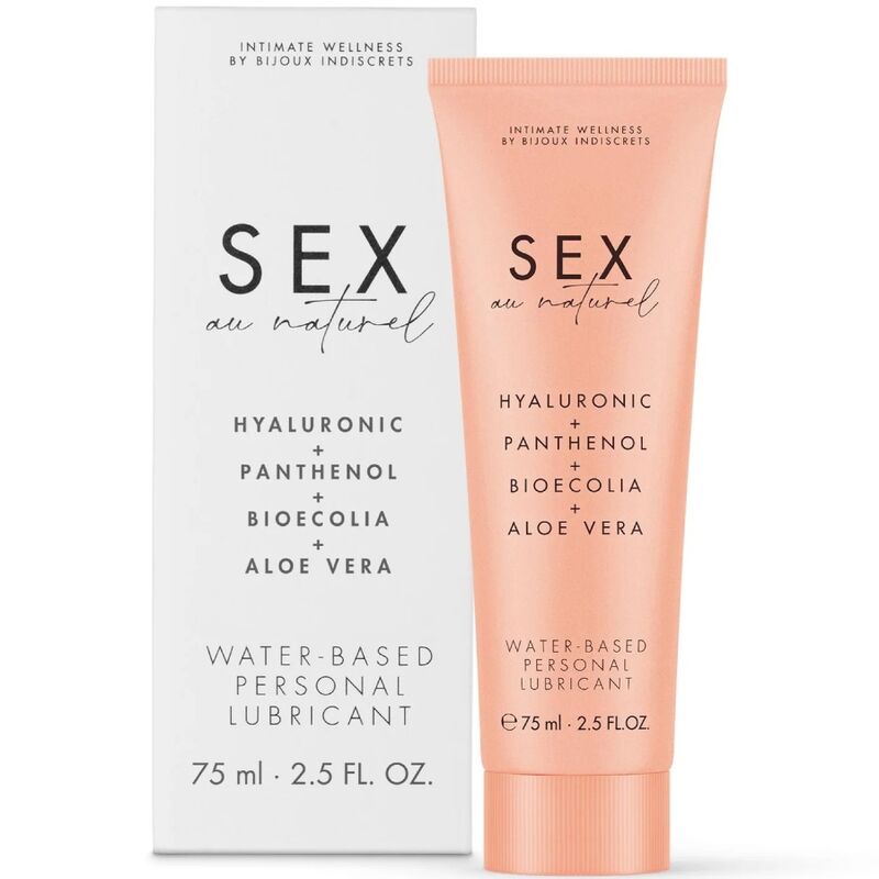 BIJOUX AU NATUREL lubricante íntimo en tubo salmón con su caja blanca.