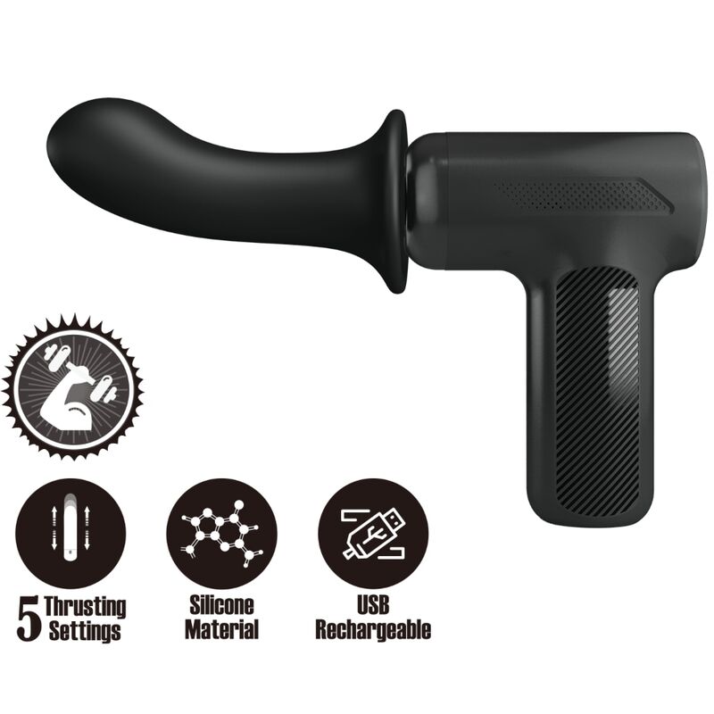 Pistola de masaje negra Pretty Love DJ Doctor BW-055029 con accesorio de silicona