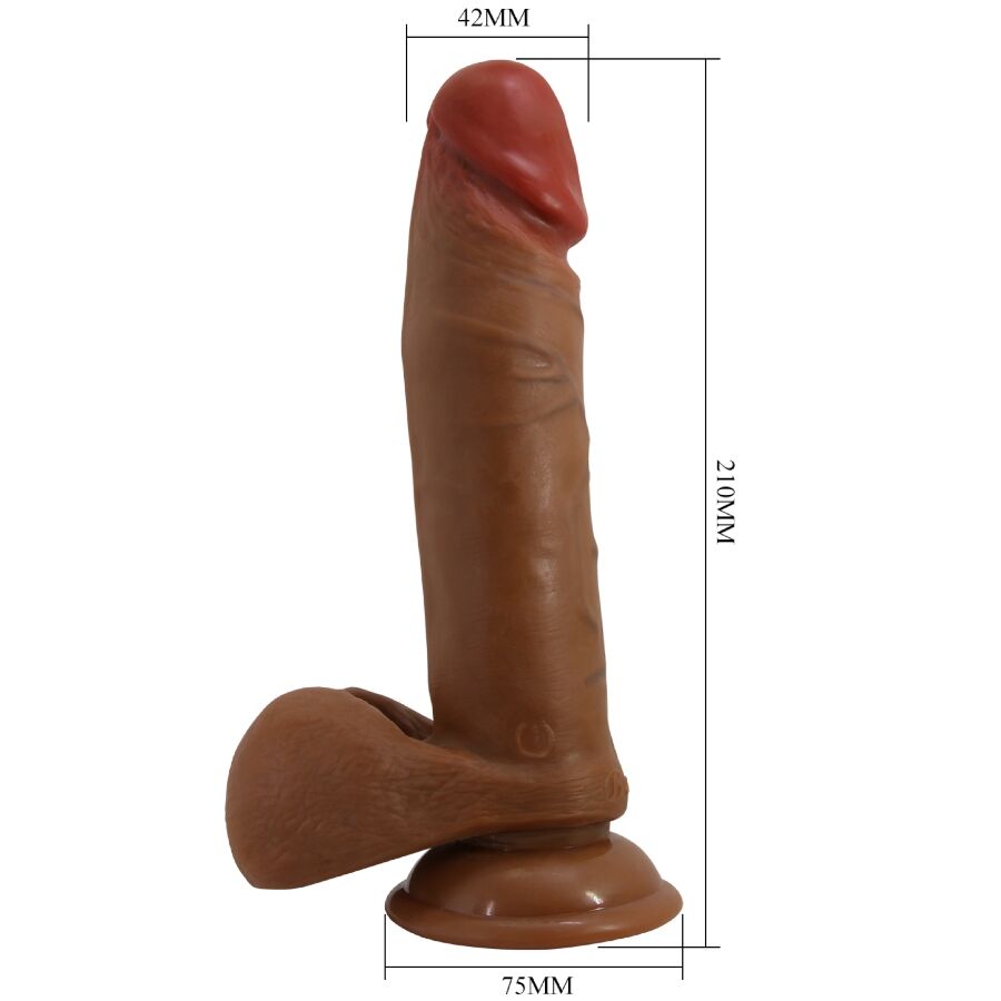 Baile Abel dildo realista marrón con medidas 210 mm de alto y 42 mm de ancho.