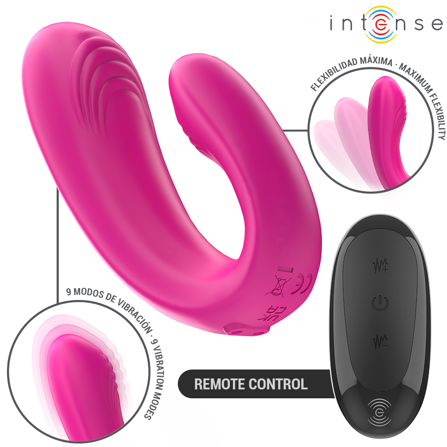 INTENSE Janet vibrador en U rosa con mando a distancia.