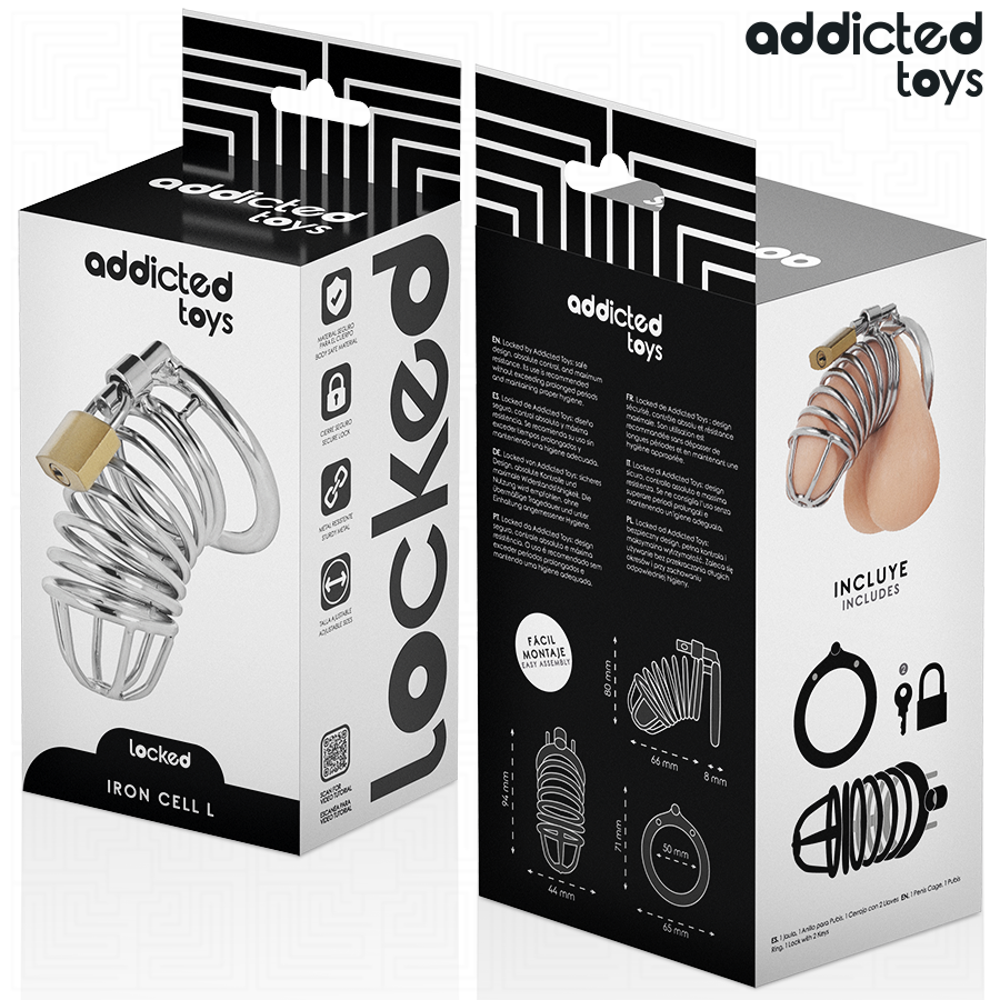 Caja del producto Addicted Toys Locked Iron Cell L con ilustración de la jaula metálica