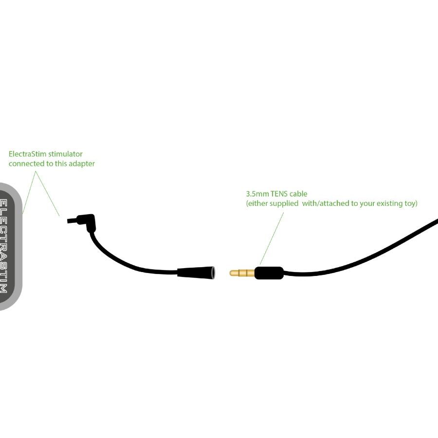 Adaptador ElectraStim con cable de 3,5 mm, en vista esquemática.