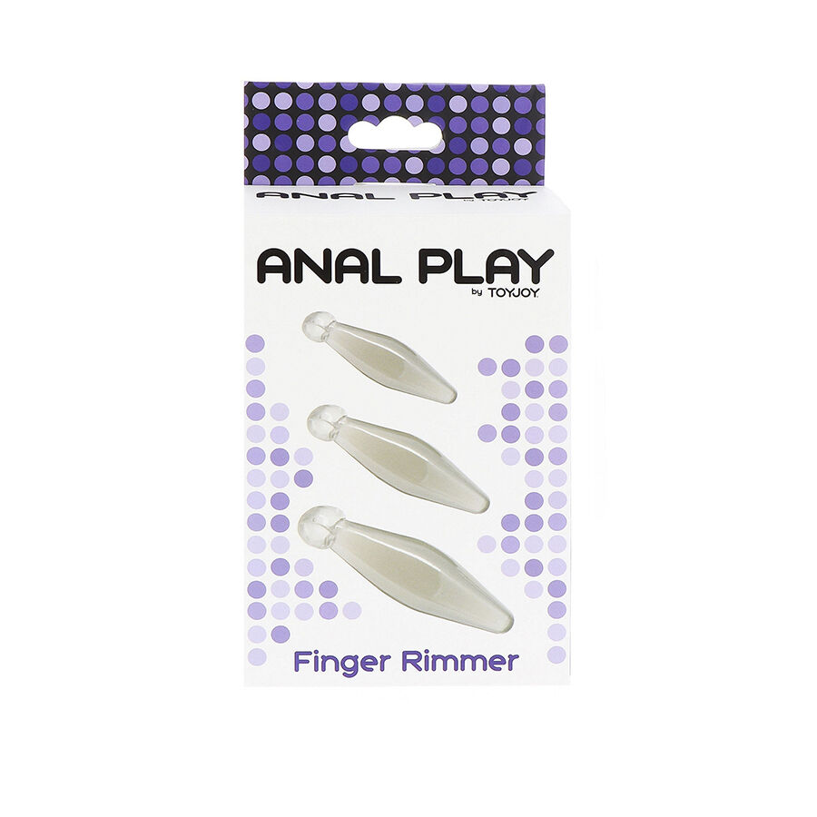 Caja del producto Toyjoy Anal Play con tres piezas transparentes en forma de dedo.