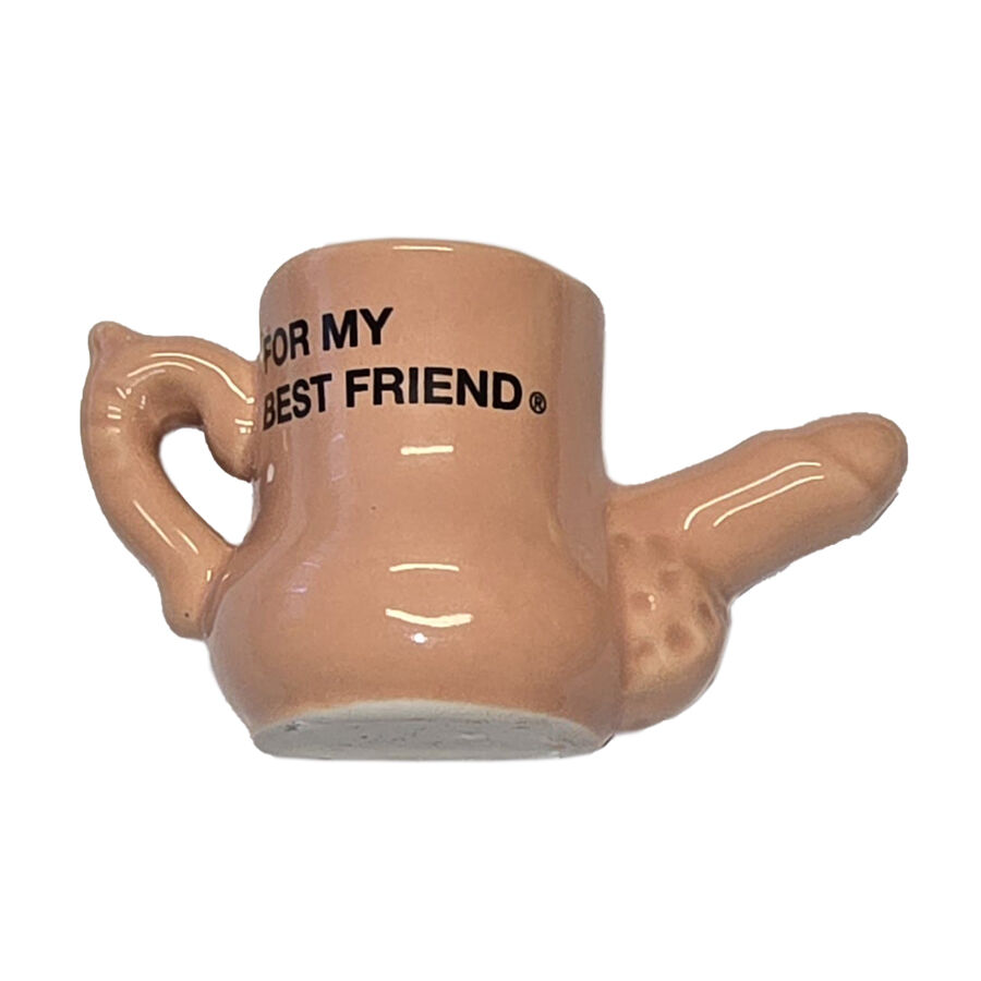 Imán cerámico en forma de taza de Diablo Picante con relieve fálico y texto «For My Best Friend».