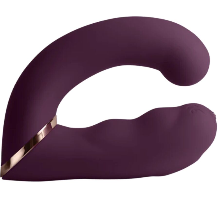Rocks-Off Gemini morado en vista lateral, con diseño curvado de doble extremo.