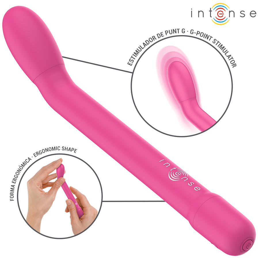 INTENSE Karlie rosa, estimulador de punto G con forma ergonómica y detalle de la punta.