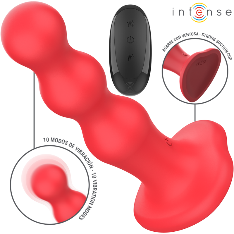 INTENSE CODY vibrador rojo con mando negro y base de ventosa