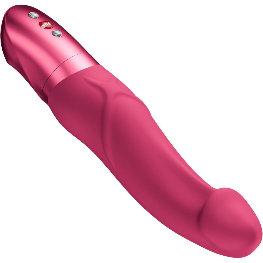 Vibrador Fun Factory MR. BOSS rosa, con diseño curvado y tres botones visibles.
