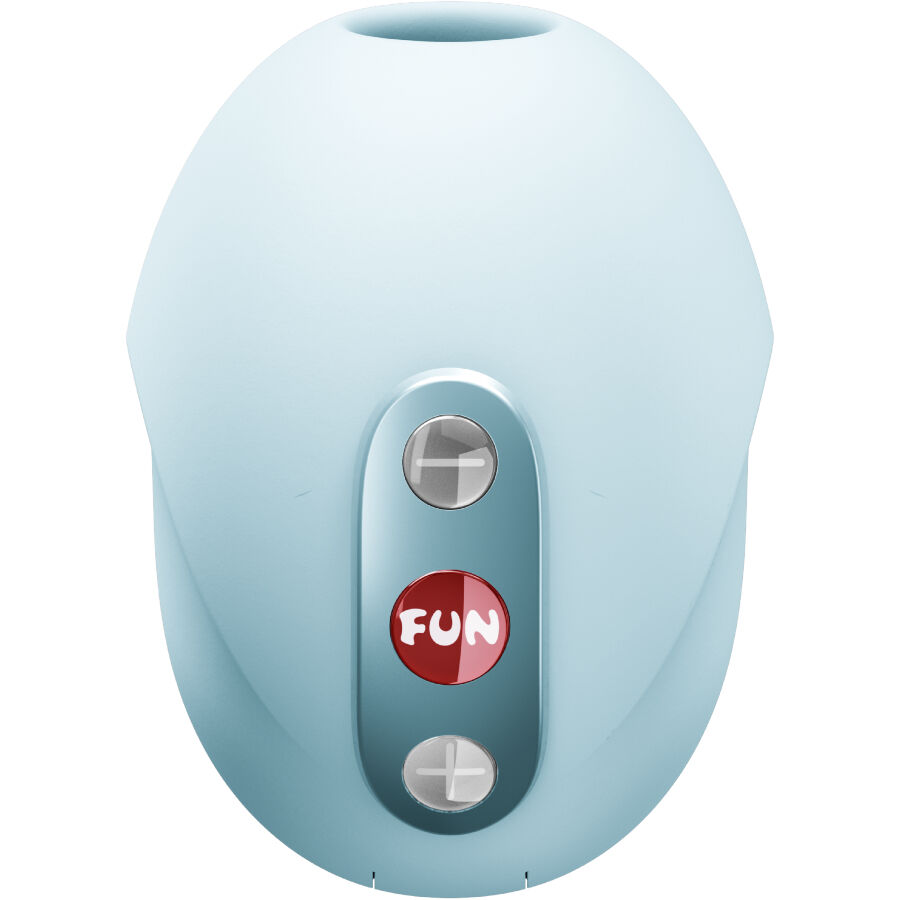 Fun Factory Seduction en detalle frontal, color azul hielo y botones visibles.