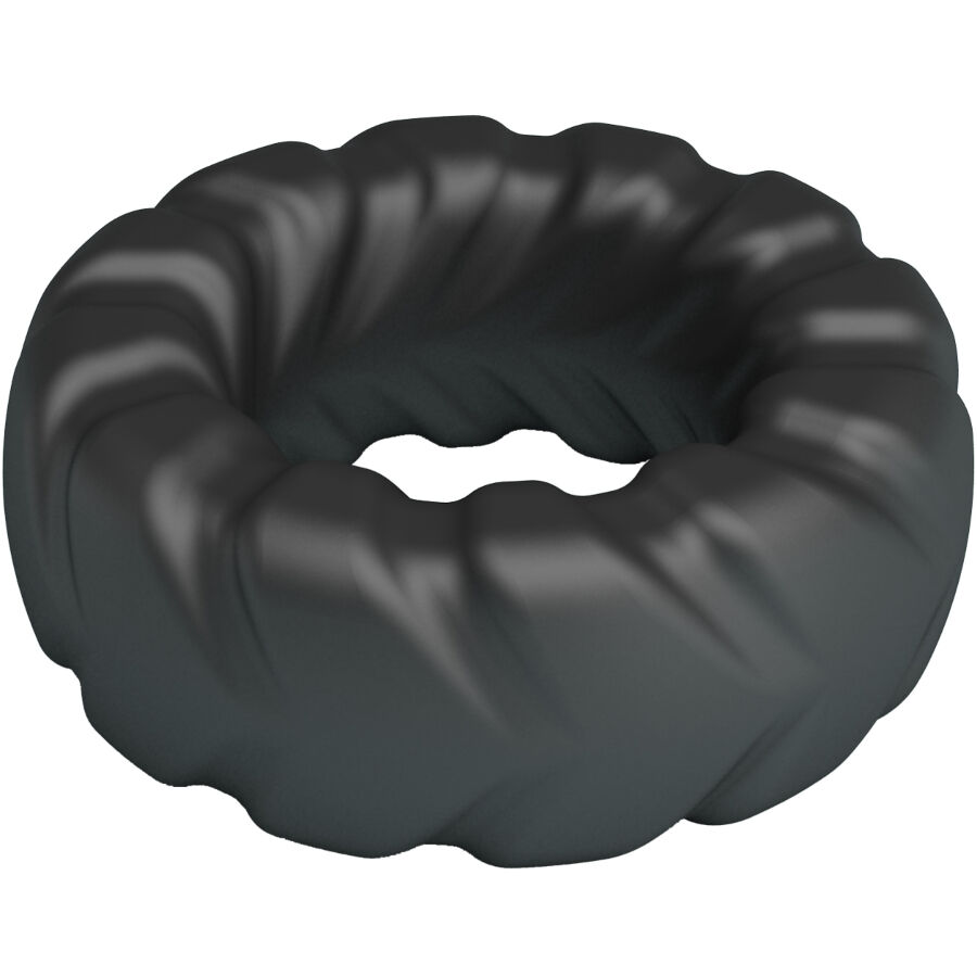 Crazy Bull Jeriko Modelo 1: anillo para el pene negro con textura acanalada.