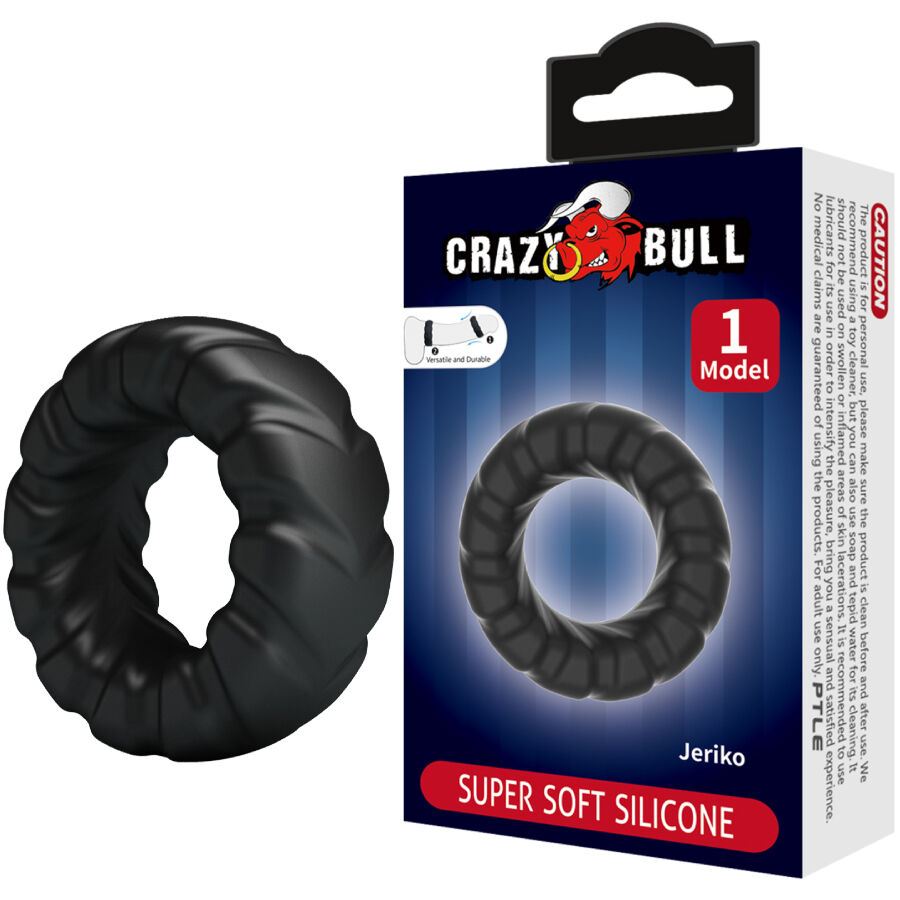 Crazy Bull Jeriko Modelo 1: anillo negro de silicona con su caja del producto.