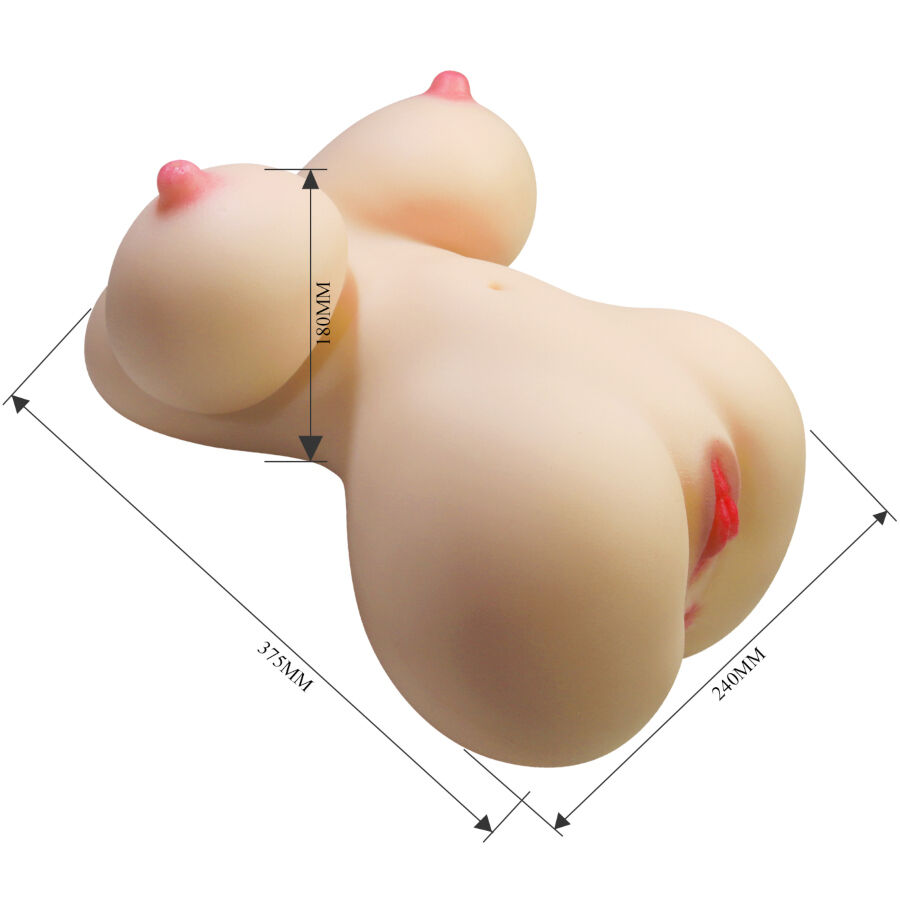 Gráfico de medidas del torso femenino CRAZY BULL Fiona con aperturas vaginal y anal.