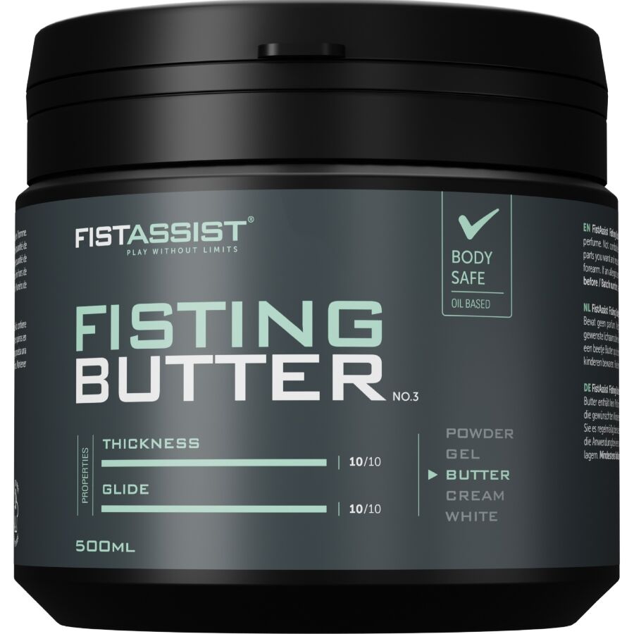 COBECO Fist Assist Fisting Butter en bote negro de 500 ml, vista frontal.