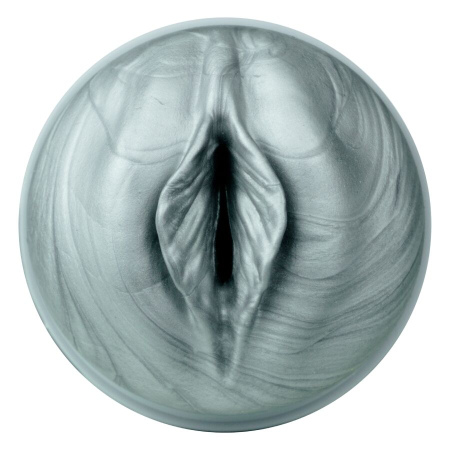 Kiiroo FeelArgenta Kiros de frente, con abertura central gris texturizada.