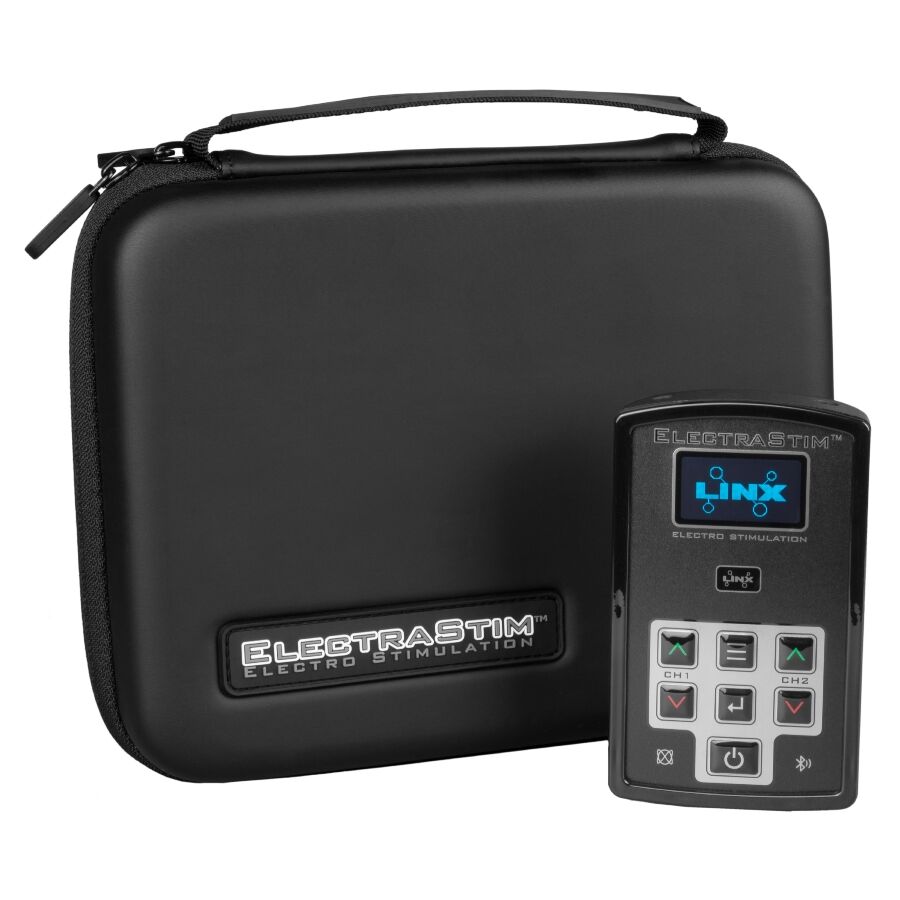 ElectraStim Linx con estuche negro y mando remoto frontal