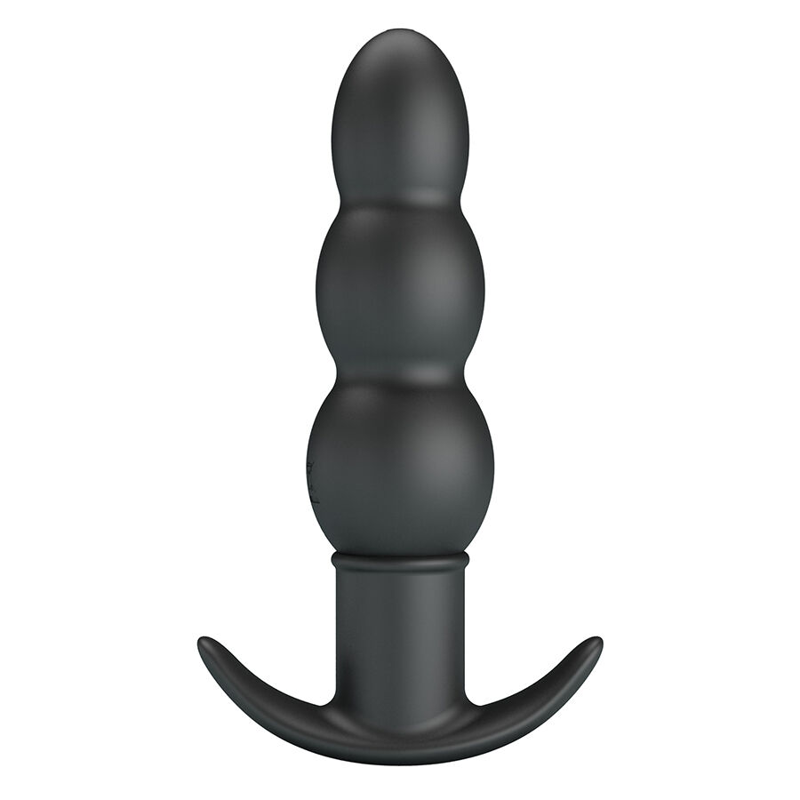 Plug anal vibrador Pretty Love AEAEAS negro, vista frontal con base curvada.