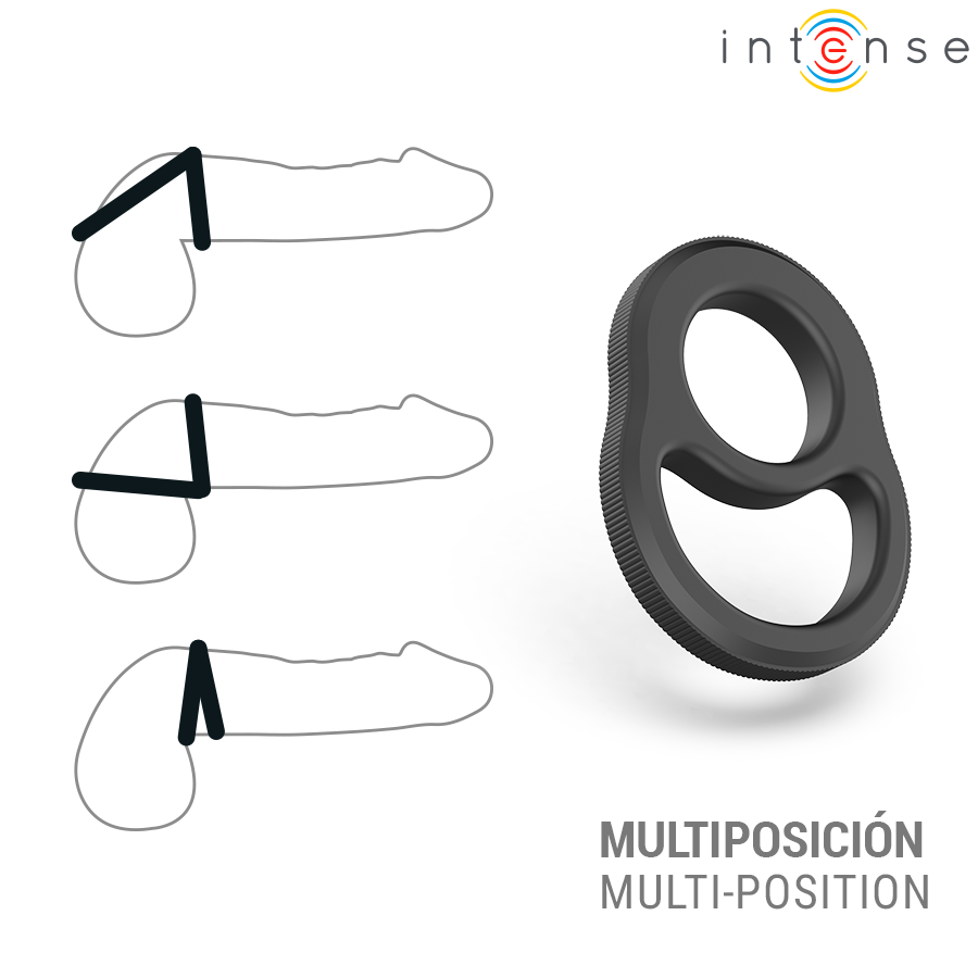 INTENSE FOR HIM Richard: anilla doble ajustable negra, vista con posiciones de uso.