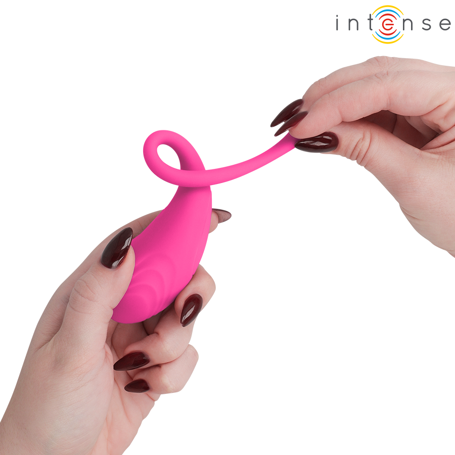 INTENSE Olivia en detalle, huevo vibrador rosa con cola flexible