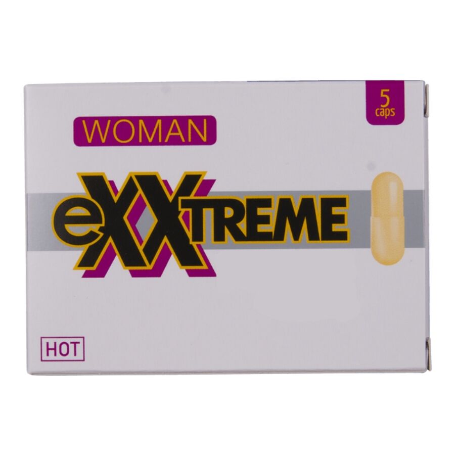Caja del producto HOT eXXtreme Woman, vista frontal, con indicación de 5 cápsulas.