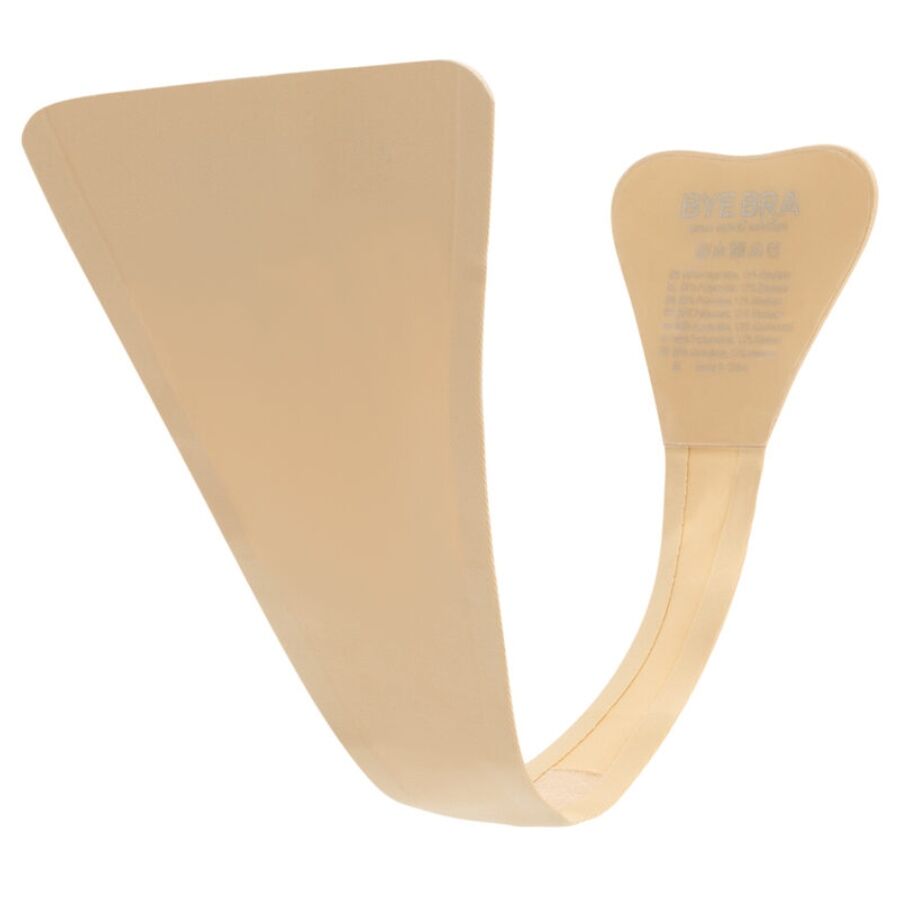 Tanga adhesiva beige BYE BRA, vista frontal con paneles anchos