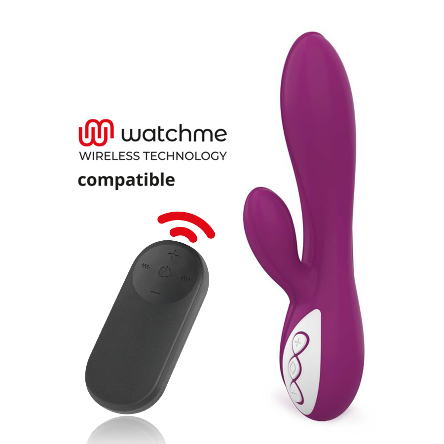 Vibrador Coverme Taylor morado con mando inalámbrico Watchme negro.